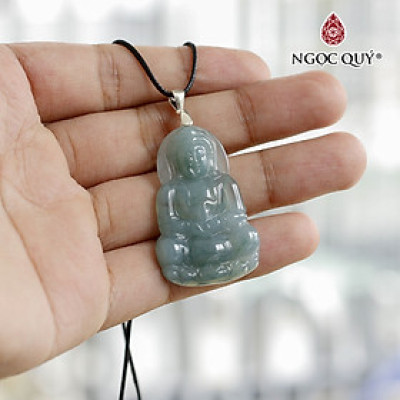 Mặt dây chuyền phật bà lam ngọc 39x25mm mệnh thủy mộc - Ngọc Qúy Gemstones