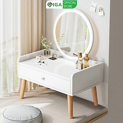 Bàn Trang Điểm Ngồi Bệt Gương Viền Led Cảm Ứng 1 Chạm Sang Trọng - GP202B