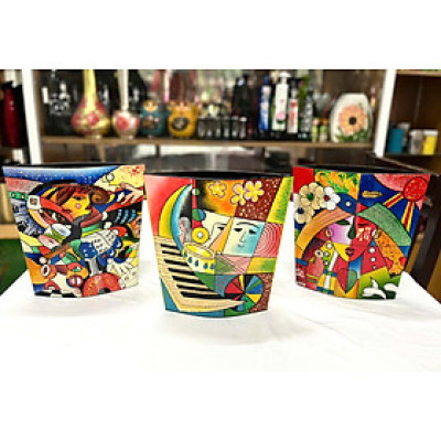 Bình Hoa Sơn Mài Cao Cấp – Dáng Dẹp Nghệ Thuật | Size 25x26x7.5 cm