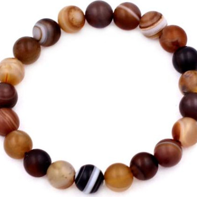 Vòng chuỗi đeo tay Mã Não Nâu Sọc Mờ 8 ly 21 hạt  - hợp mệnh Kim, mệnh Thổ - Vòng size phù hợp cho nữ