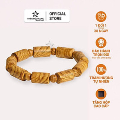 Vòng tay trầm hương trụ trúc chuỗi đeo tay Thiên Mộc Hương quà tặng vòng tay may mắn qua 25 năm tích trầm