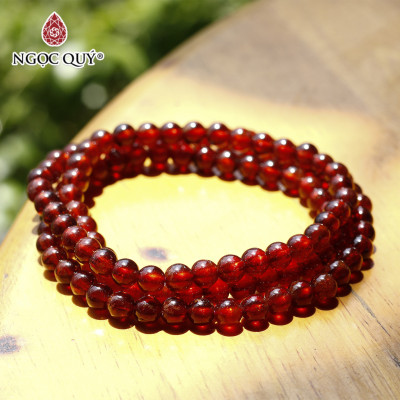 Vòng tay 3 line đá garnet ngọc hồng lựu AAA hạt 5mm mệnh hỏa, thổ - Ngọc Quý Gemstones