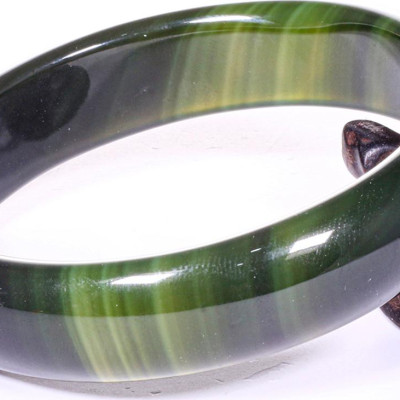 Vòng tay đá mã não xanh rêu bản hẹ ni 60 mệnh hoả, mộc - Ngọc Quý Gemstones