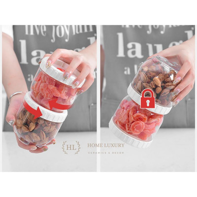 BỘ 5 HŨ THỦY TINH XẾP TRỒNG LÊN NHAU KHÓA THÔNG MINH INTERLOCK