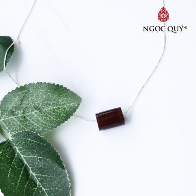 Dây chuyền bạc mặt lu thống đá thạch anh tóc đỏ 13x9mm mệnh hỏa, thổ - Ngọc Quý Gemstones