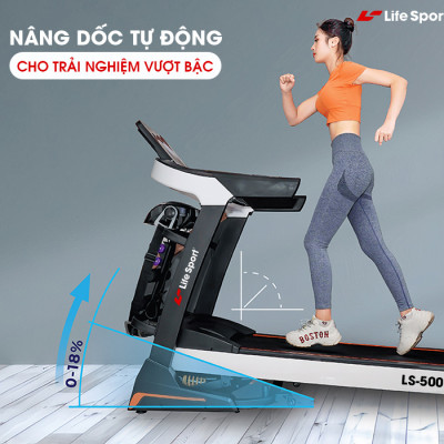 Máy Chạy Bộ Lifesport LS-5000,Máy Chạy Bộ Hiển Thị Nhịp Tim Lượng Calo Và Tốc Độ Và Quãng Đường Chạy, Vùng Chạy Rộng