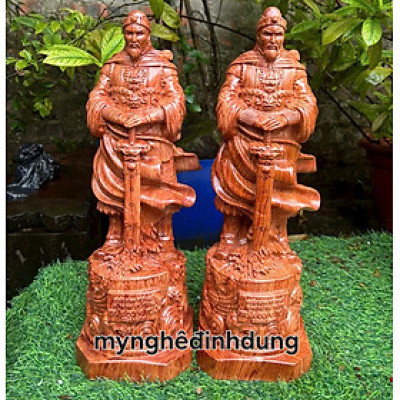 Tượng thánh trần quốc tuấn trần hưng đạo vương bằng gỗ hương đá cao 40cm