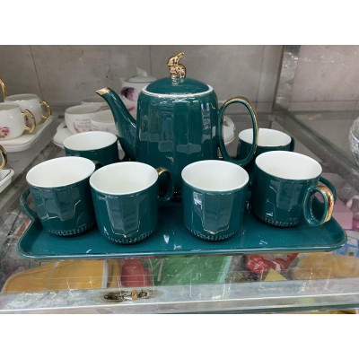 Bộ ấm chén sứ xanh Cổ vịt kèm khay RBL-1