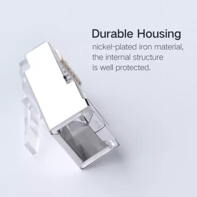 Ugreen UG50248NW111TK 100pcs Đầu bấm mạng RJ45 chuẩn Cat6 + Cat6e bọc inox chống nhiễu - HÀNG CHÍNH HÃNG