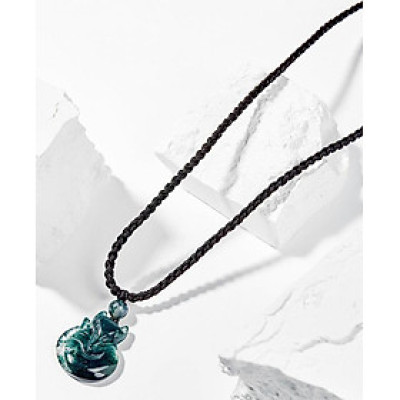 Mặt Dây Chuyền Phong Thủy Đá Băng Ngọc Thủy Tảo Cửu Vỹ Hồ Ly Mệnh Mộc, Hỏa Ngọc Quý Gemstones