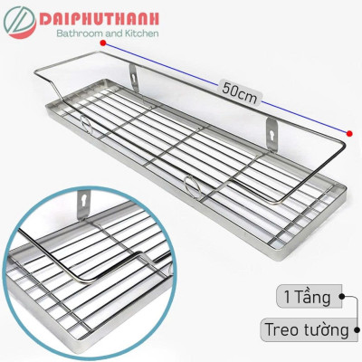 Kệ Bếp Kệ Gia Vị Inox Treo Tường KI-GV02 - 2 mẫu 1 tầng hoặc 2 tầng, dài 50cm