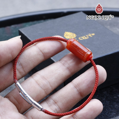 Vòng tay xỏ lu vuông đá cẩm thạch huyết mệnh hỏa , thổ - Ngọc Quý Gemstones