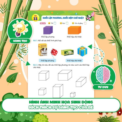 Sách - Phiếu Luyện Toán Tư Duy Cùng Gấu Kiki 2 - Làm Quen Với Hình Khối - Megabook