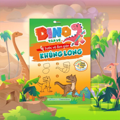 Sách - Dino Tập Vẽ - 4 Bước Vẽ Đơn Giản Khủng Long - Megabook