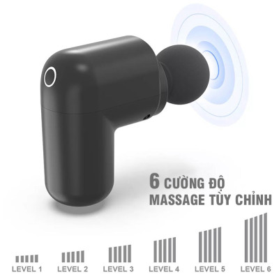 Súng Massage Cầm Tay Mini Nikio NK-173 - 6 Đầu Chuyên Dụng + 1 Đầu Nhiệt Nóng - Mát Xa Hỗ Trợ Giảm Đau Nhức Và Giãn Cơ Toàn Thân - Phù Hợp Mọi Đối Tượng, Siêu Nhỏ Gọn