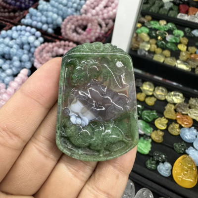 Mặt dây chuyền Cá chép phong thủy đá canxedon