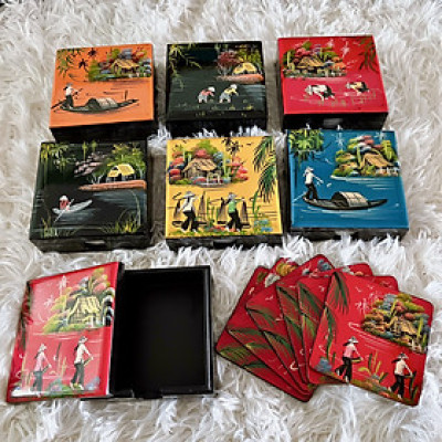 Lót ly sơn mài Thanh Bình Lê đa dạng mẫu mã màu sắc