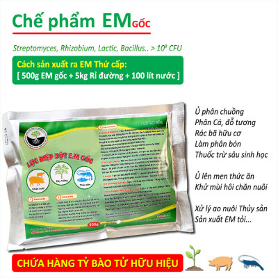 Combo 4 gói Chế phẩm sinh học EM gốc 500g - Chứa hàng tỷ vi sinh vật có lợi - Men vi sinh ủ cá, rác bã hữu cơ làm phân bón - Xử lý mùi hôi