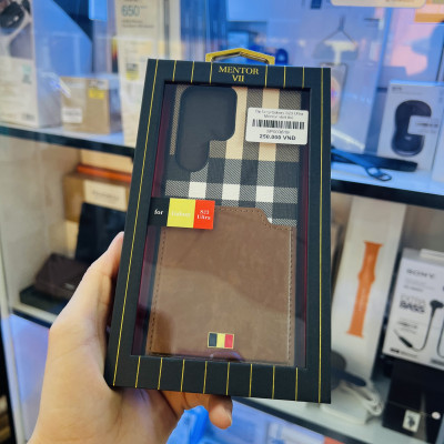 Ốp lưng da dành cho Galaxy samsung S23 Ultra Mentor có nhét thẻ- hàng chính hãng