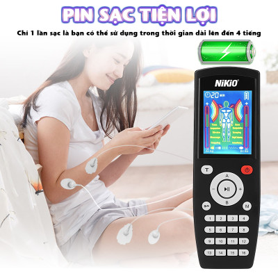 Máy massage xung điện Nikio NK-103A - 4 kênh, 8 miếng dán, 16 chế độ, 20 cường độ tùy chỉnh