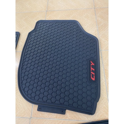 Thảm lót sàn cao su Honda City 2015- 2021- 2022 cao cấp loại đúc dày theo xe mẫu tổ ong chữ đỏ