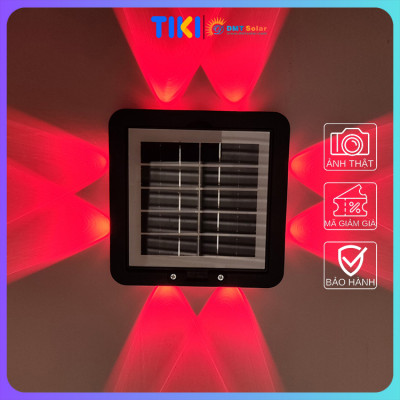 Đèn ốp tường hắt tường 4 đầu 8 tia năng lượng mặt trời HT08-RGB