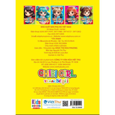 Sách - Dán Hình & Tô Màu IQ EQ CQ - Chibi Girl Tô Màu Bé Gái - Quyến Rũ - Kèm Sticker - Việt Thư