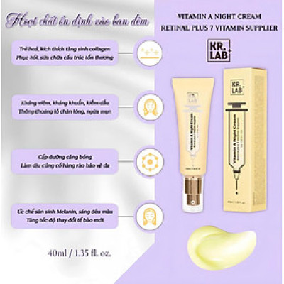 Kem đêm retinal 1.0 Kr.lab Vitamin A night cream Retinal plus 7 vitamin supplier hạn dùng 2026