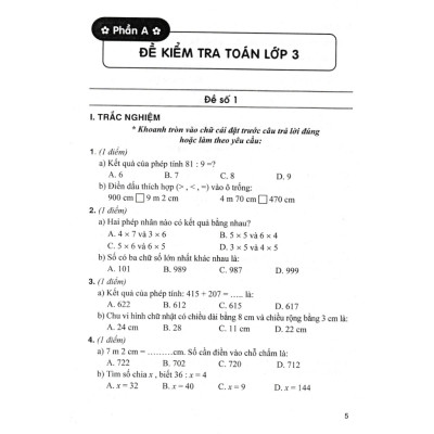 Bộ Đề Kiểm Tra Môn Toán Lớp 3 ( Dùng kèm SGK Chân Trời Sáng Tạo )-MK
