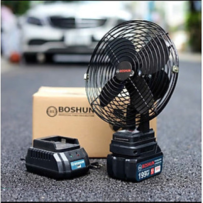 Quat Chạy Pin 8inch Boshun 2 tốc độ gió dùng pin chân phổ thông 4cm