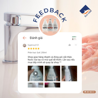 Nước rửa tay hữu cơ diệt khuẩn dạng bọt hương Quế 4L thương hiệu Ecocare