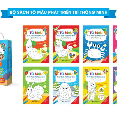 Tô màu phát triển trí thông minh - Tô màu song ngữ Anh - Việt (Túi 8 cuốn, dành cho trẻ 2 - 6 tuổi)