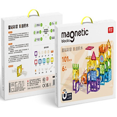 QYToys - EQY10059 - Bộ Xếp Hình Star Magnetic Track Block Nam Châm  - 101 Chi Tiết (KT 37.7x29.7x8cm)