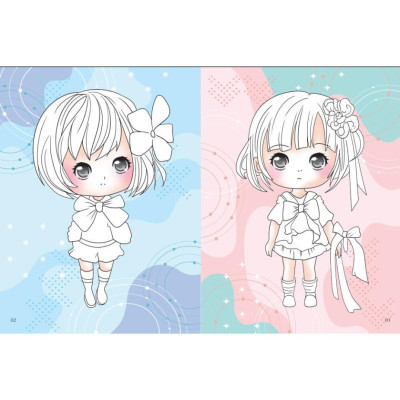 Sách - Dán Hình & Tô Màu IQ EQ CQ - Chibi Girl Tô Màu Bé Gái - Tinh Nghịch - Kèm Sticker - Việt Thư