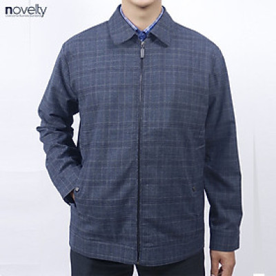 Áo Jacket nam 2 lớp cổ bẻ Novelty Casual caro nhỏ màu xám NJKMCNMT3B2305682