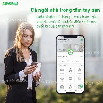 Công Tắc Cảm Ứng Thông Minh Bluetooth Mesh Hunonic Premium, Công Tắc Điều Khiển Từ Xa Qua Điện Thoại Hình Vuông - HNPREVD