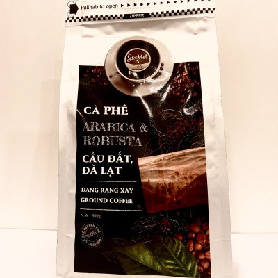 Cà phê Arabica và Robustar cầu đất, đà lạt- 100% cà phê nguyên chất dạng rang xay 500g
