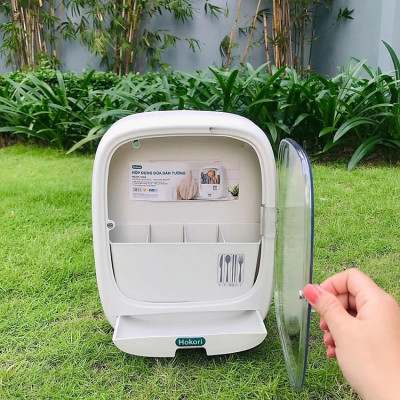 ( MẪU MỚI ) Hộp Đựng Đũa Thìa Treo Tường, Bốn Ngăn Tiện Dụng Có Nắp Đậy Hít Từ, Kín Chống Côn Trùng Kháng Khuẩn Dán Tường Siêu Chắc Chắn - Hàng Việt Nam Xuất Khẩu Chất Lượng Cao 