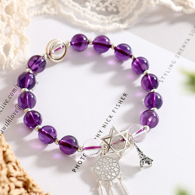 Vòng tay đá thạch anh tím phối Dreamcatcher mệnh hỏa, thổ - Ngọc Quý Gemstones