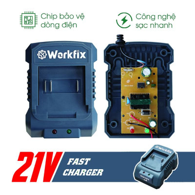 Sạc pin máy khoan - máy siết bulong - máy bắn vít Workfix chân sạc phổ thông, sạc nhanh 2.0A  - Sạc Đôi 2.5Ax2