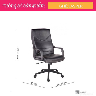Ghế xoay văn phòng lưng cao da công nghiệp SMLIFE Jasper