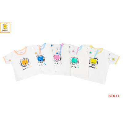 Bộ sơ sinh cài vai sư tử tay ngắn cotton 4 chiều BABIBOO - BTK11