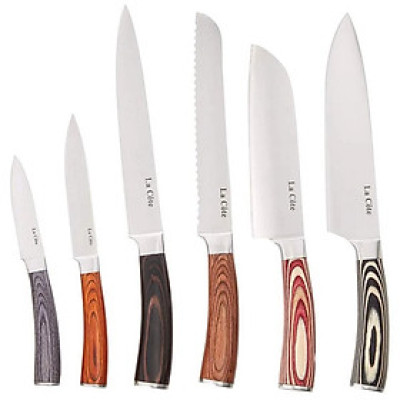 Bộ 6 dao LA CÔTE + đốc gỗ cao cấp hàng chính hãng