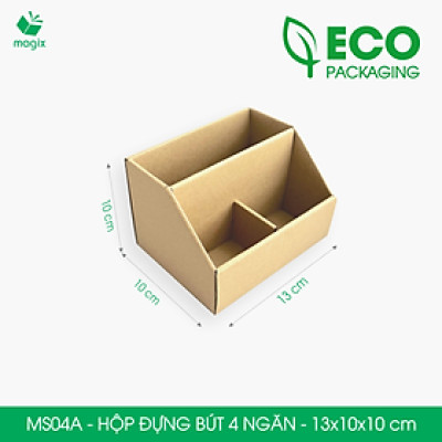 MS04A - Hộp đựng bút 4 ngăn đa năng bằng giấy carton - Kệ đựng bút để bàn