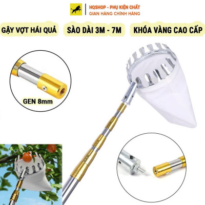 Sào Vợt Inox Hái Trái Cây Cao Cấp – Rút Dài Tới 6M, Kèm 4 Phụ Kiện Tiện Lợi Hàng Xịn Loại 1
