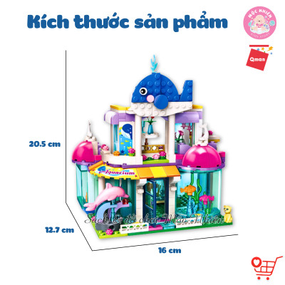 Đồ chơi lắp ráp xếp hình Qman 2012 - Thuỷ cung cá voi xanh (327 mảnh ghép) - Dành cho bé gái từ 6 tuổi