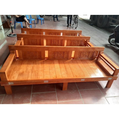 GIƯỜNG GHẾ GẤP 1m6 GỖ XOAN ĐÀO HÀNG DÀY CHẮC