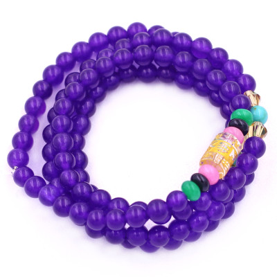 Vòng chuỗi 108 hạt đá thạch anh tím charm lục tự chân ngôn - hạt 8 ly ( size lớn ), vòng chuỗi niệm Phật, vòng chuỗi đeo tay