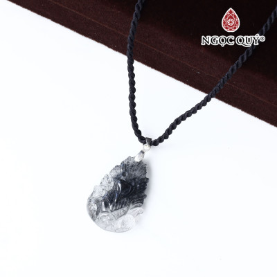 Mặt dây chuyền nữ hoàng hồ ly 9 đuôi đá thạch anh tóc đen - Ngọc Quý Gemstones