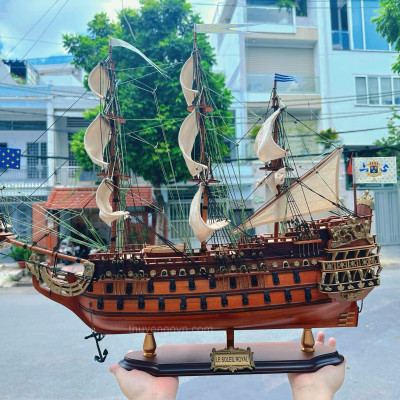 Thuyền gỗ Soleil Royal, mô hình thuyền gỗ phong thủy gỗ tràm nhiều kích thước, hàng thủ công chính hãng